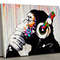 Thinking Monkey, Dj Monkey Wall Art, Banksy Monkey, Colorful Rainy Monkey, Monkey Canvas, Banksy Painting, Street Art Print, Monkey Wall Art.jpg
