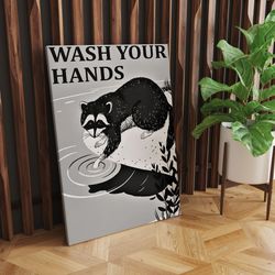 wash your hands art poster, bathroom poster, bathroom sink print, ready to hang, art print, canvas wall art