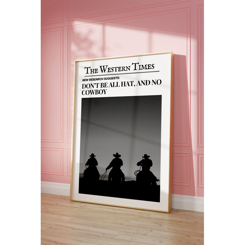 Vintage Cowboy Wall Art Newspaper Wall Art, Newspaper Poster, Western Wall Art Vintage Bar Cart, Dorm Retro Surfing, Printable Wall Art 1.jpg