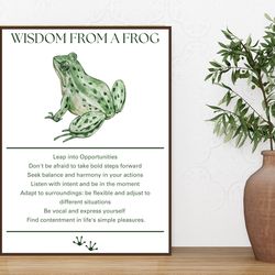 wisdom from a frog digital download poster gift for home nursery minimalist wilderness wildlife art decor