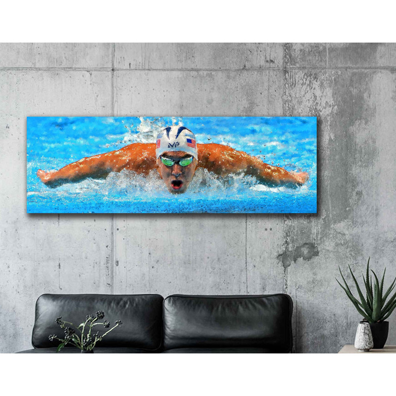 Michael Phelps Canvas Print - Olympic Gold Medalist - Wall Art, Sports Art Print, Kids Decor, Man Cave, Canvas Art, Gift, Olympic Swimming.jpg