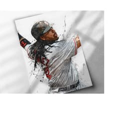 manny ramirez poster, boston red sox poster - canvas print, framed print, baseball poster, kids decor, man cave gift, wa
