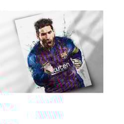 lionel messi poster - canvas print, sports framed print, soccer poster, decor, man cave gift, wall decor, wrap, argentin