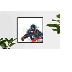 captain america poster - canvas print, art print, poster, kids decor, man cave gift, wall decor, wrap, poster, superhero