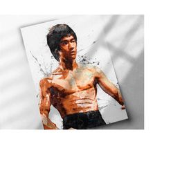bruce lee poster - canvas print, framed art print, poster, decor, man cave gift, wall decor, wrap, martial arts, karate,