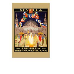 1929 exposition seville spain vintage style spanish travel poster | classic collection art print | for gifts and wall ar