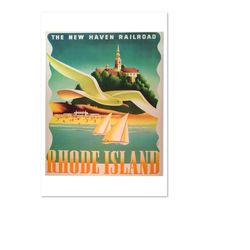 1945 rhode island new haven railroad vintage style travel poster | classic collection art print | for gifts and wall art