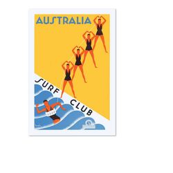 australian surf club 1930s vintage style travel poster | classic collection art print | for gifts and wall art dcor