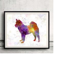 hokkaido 01 in watercolor - fine art print glicee poster decor home watercolor gift illustration dog - sku 0113