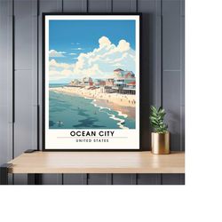 ocean city print | ocean city, maryland beach travel print