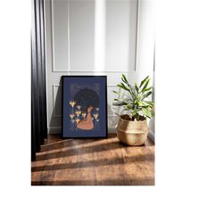 yoga poster print, midnight yoga wall decor, yoga at full moon, full moon home decor