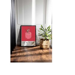 pink gin tonic poster, cin tonik wall decor, bar decor, cocktail poster