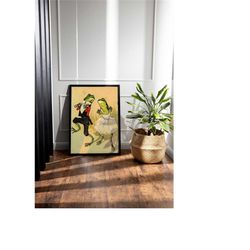 retro dancing frogs canvas print, framed vintage frog illustration, trendy posters, cute frogs