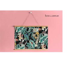 tropical frog wall print, colorful botanical poster, colorful frogs wall decor