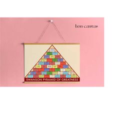 hanging pyramid of greatness canvas poster, ron swanson - parks and rec. a gift idea, ron swanson pyramid of greatness