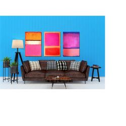set of 3 mark rothko colorful print wall art, mark rothko paintings, mark rothko canvas, mark rothko poster, ready to ha