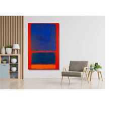 mark rothko poster, mark rothko navy blue and orange paint print art, mark rothko paintings, ready to hang, surrealism