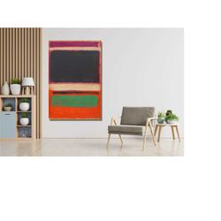 mark rothko poster, mark rothko black and green and orange paint print, mark rothko paintings, ready to hang, surrealism