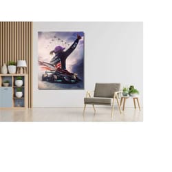lewis hamilton poster, lewis hamilton canvas print, lewis hamilton wall art, f1 fan gift, ready to hang, man cave decor,