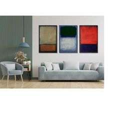 set of 3 mark rothko print wall art, mark rothko paintings, mark rothko canvas, mark rothko poster, ready to hang, surre
