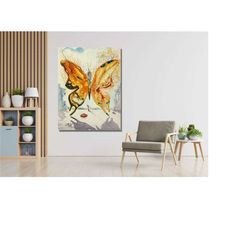 salvador dali surrealism butterfly painting print poster wall art, salvador dali print, surrealism art, ready to hang,