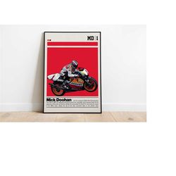 digital poster of mick doohan poster for sports fan wall art for motogp fans modern sports decor for bedroom & office di