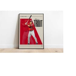 digital poster of mike trout poster for sports fan wall art for baseball fans modern sports decor for bedroom & office