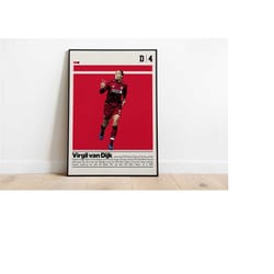 digital poster of virgil van dijk poster for sports fan wall art for soccer fans modern sports decor for bedroom & offic