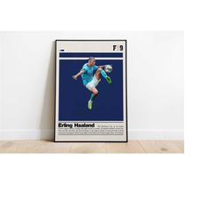 digital poster of erling haaland poster for sports fan wall art for soccer fans modern sports decor for bedroom & office