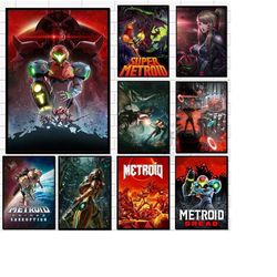 metroid poster-11 models- metroid prime poster - metroid art - metroid prime retro poster - samus poster-video game post