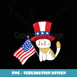 Meowica Cat American Flag Fourth of July Kitty - PNG Transparent Sublimation Design