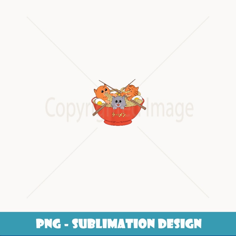 Ramen Cat Funny Japanese Noodle Kitty - Exclusive PNG Sublimation Download