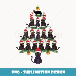 Cat Lover Christmas Tree With Santa Hat And Black Cat Gift - Exclusive PNG Sublimation Download