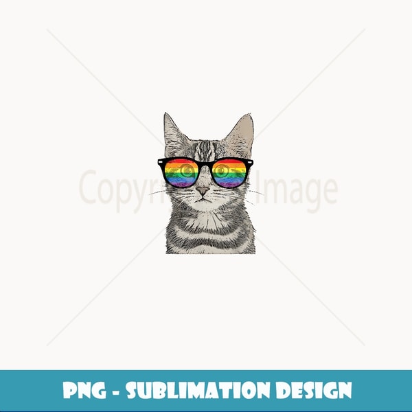 Gay Pride Cat Kitten Rainbow LGBT Sunglasses Funny - High-Quality PNG Sublimation Download