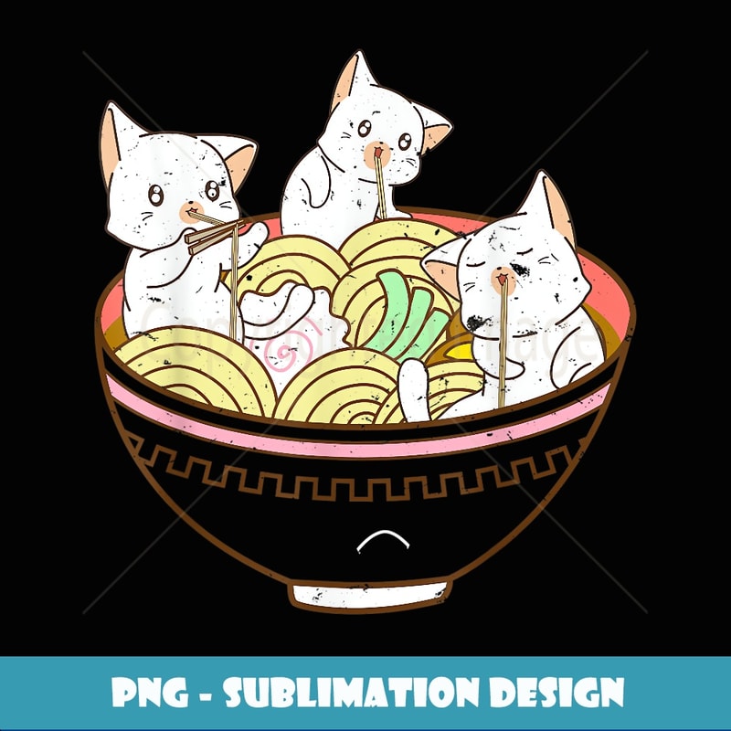 Kawaii Anime Cat Japanese Ramen Noodles - Trendy Sublimation Digital Download