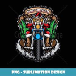 Christmas Motorcycle Santa Funny Skull Santa Bike Rider - Instant PNG Sublimation Download