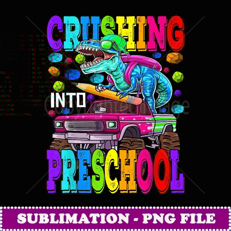 Crushing Ino Preschool Monser Truck Dinosaur T Rex - Retro PNG Sublimation Digital Download