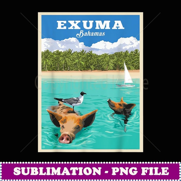 Bahamas Swimming Pigs Tropical Beach Exuma Vacation Souvenir - Signature Sublimation PNG File
