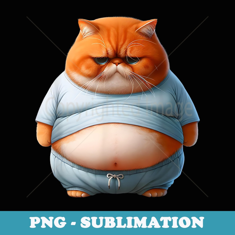 Chubby Orange Cat Funny Fat Cute Cat Grumpy Kitten Cat Lover - Trendy Sublimation Digital Download
