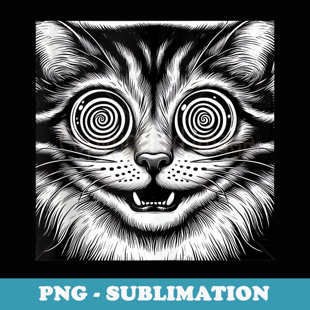 Hypnotic Cat Gaze Vintage Evil Smile Design - Decorative Sublimation PNG File