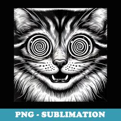 hypnotic cat gaze vintage evil smile design - decorative sublimation png file