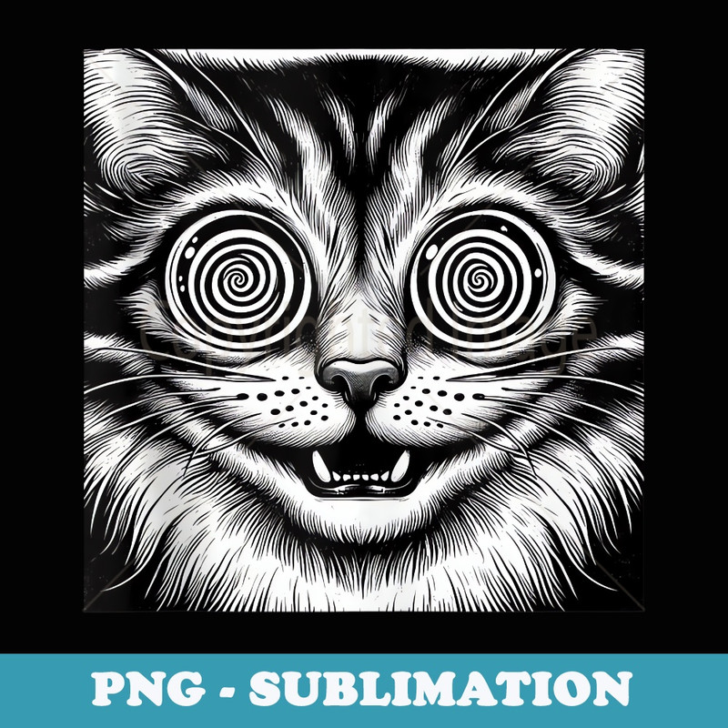 Hypnotic Cat Gaze Vintage Evil Smile Design - Decorative Sublimation PNG File
