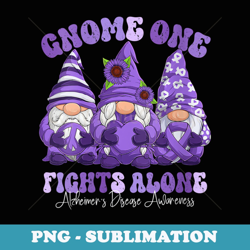 s Alzheimers Disease Awareness Month Purple Ribbon Gnomies - PNG Sublimation Digital Download