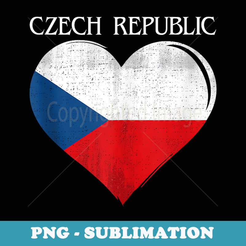 Vintage Czech Republic Flag Heart - Stylish Sublimation Digital Download