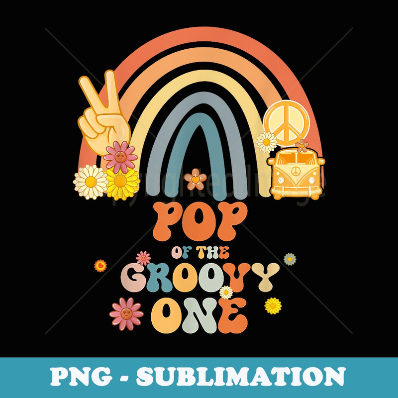 Pop of the Groovy One Rainbow Boho Birthday Party - Special Edition Sublimation PNG File