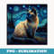 Surrealism Starry Night Siamese cat - PNG Sublimation Digital Download