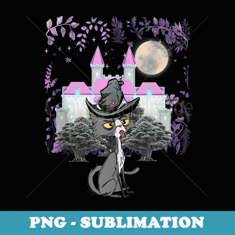 Cute Cat Wizard Fairy Tale Full Moon Castle Cats - PNG Sublimation Digital Download