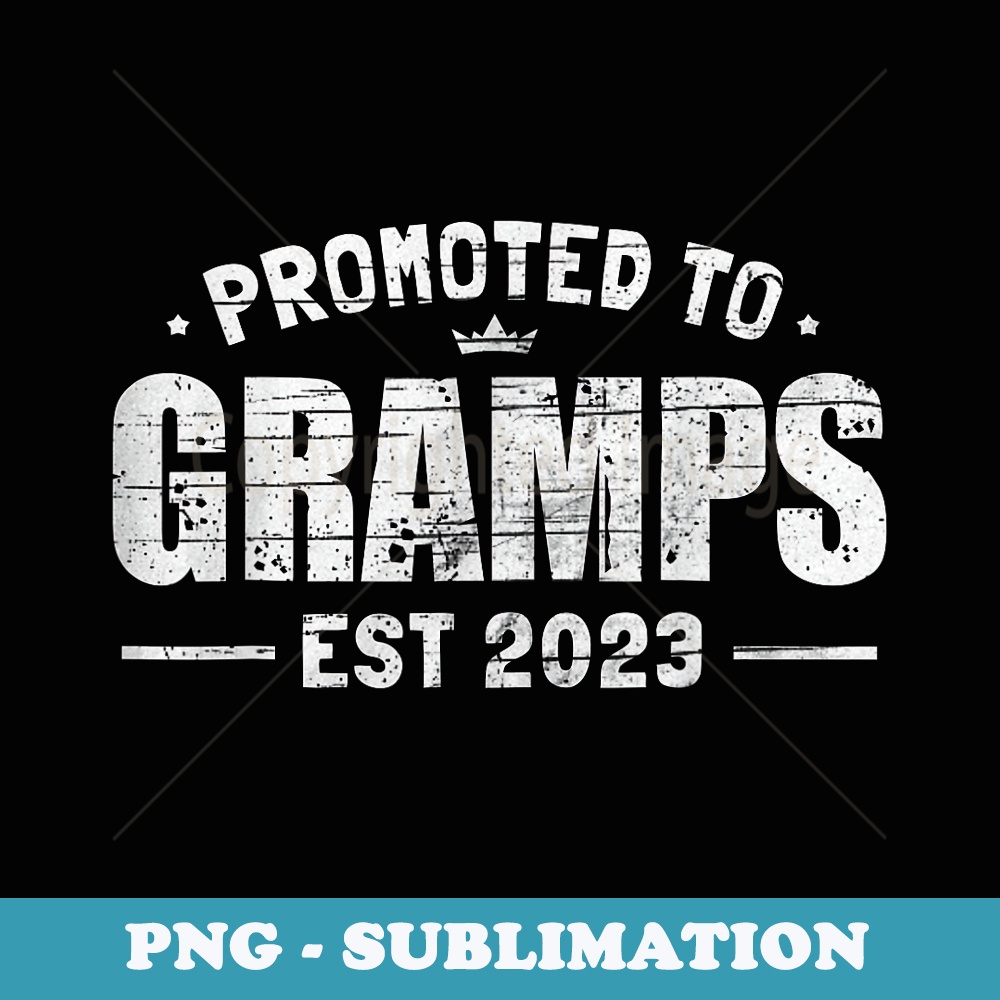 Vintage Promoted to Gramps Est Grandpa Fathers Day Men - PNG Sublimation Digital Download
