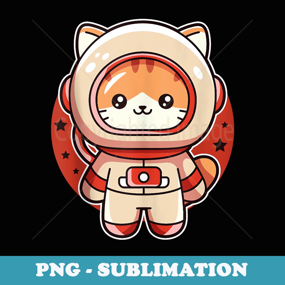 Cute Space Cat Courage Kawaii Explorer Japanese Art Outfit - Sublimation Digital Download
