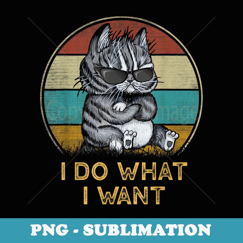 Vintage Retro 70s 80s 90s Do What I Want Black Cat Funny Cat - Elegant Sublimation PNG Download